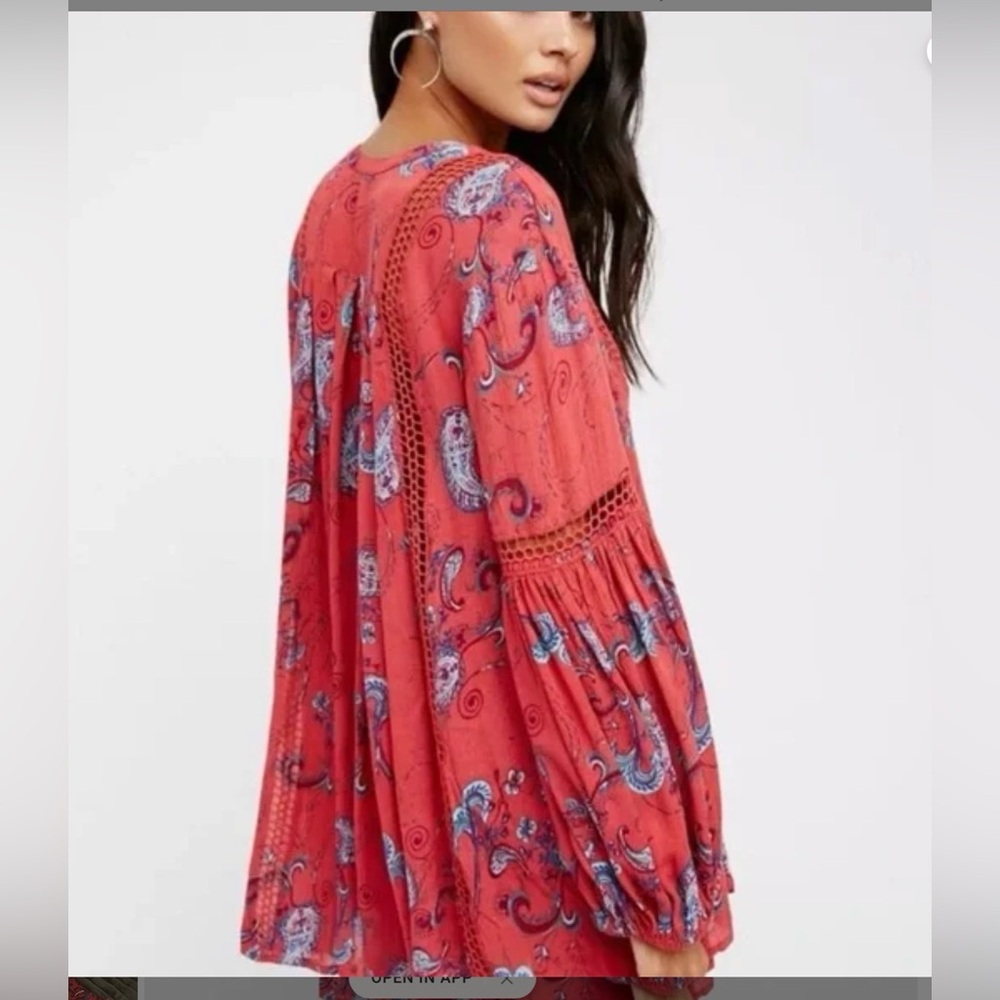 Free people just the two of us tunic. Open weave trim. Mini dress or tunic. Xl - Picture 2 of 12